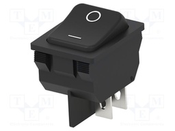 Rocker Switch, Off-On, DPST, Non Illuminated, Panel Mount, Black