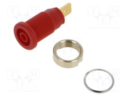 Connector: 4mm banana; socket; 32A; 1kV; red; gold-plated; 33mm