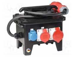 Electric switchboard; 5G6mm2; Sockets: 7; rubber; black; 2m; 32A