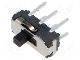 Switch: slide; Pos: 2; DPDT; 0.3A/6VDC; ON-ON; THT; Leads: for PCB