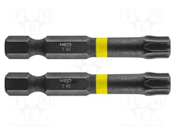 Screwdriver bit; Torx®; TX40; 1/4"; Overall len: 50mm; 2pcs; impact