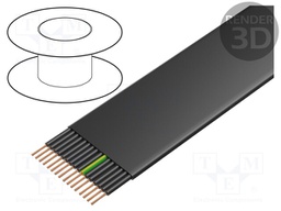 Wire; PVC-Flach; 16G0,75mm2; unshielded; 450/750V; PVC; Cu; black
