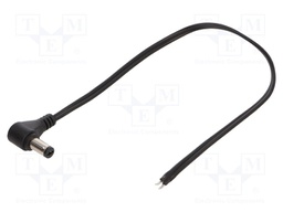 Cable; wires,DC 5,5/2,1 plug; angled; 0.5mm2; black; 0.25m