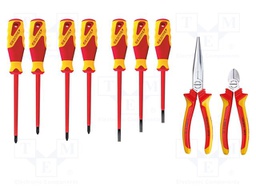Kit: pliers, insulation screwdrivers; Phillips,Pozidriv®,slot