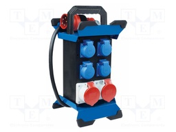 Electric switchboard; 5G2.5mm2; Sockets: 6; rubber; black; 2.5m