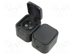 Connector: AC supply; socket; 2P+PE; 250VAC; 16A; grey; wall mount