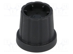 Knob; with flange; plastic; Shaft d: 6mm; Ø16.5x19.2mm; black