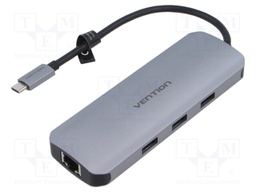 Hub USB; USB 3.0; grey; Number of ports: 9; 0.15m; Colour: black