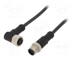 Cable: for sensors/automation; PIN: 8; M12-M12; 1m; plug; plug; 30V