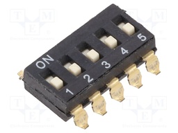 Switch: DIP-SWITCH; Poles number: 5; OFF-ON; 0.025A/24VDC; Pos: 2/5