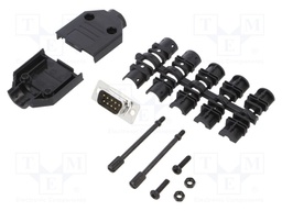 D-Sub; PIN: 9; plug; male; soldering; for cable; black
