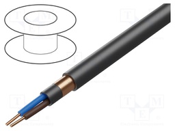Wire; YKYektmy(żo); 2x1.5mm2; solid; Cu; PVC; black; 600V,1kV