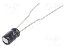 Capacitor: electrolytic; THT; 4.7uF; 35VDC; Ø4x7mm; Pitch: 1.5mm