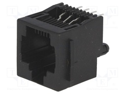 Socket; RJ45; PIN: 8; with panel stop blockade; Layout: 8p8c; THT