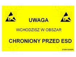 Information board; ESD,self-adhesive; 300x150mm; black,yellow