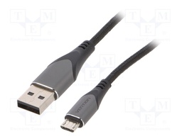 Cable; USB 2.0; USB A plug,USB B micro plug; nickel plated; 2m