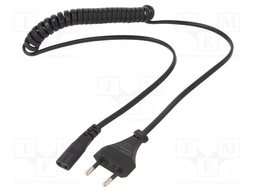 Cable; CEE 7/16 (C) plug,IEC C1 female; 1.8m; black; PVC; 10A