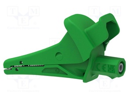 Crocodile clip; 20A; green; Grip capac: max.25mm; Socket size: 4mm