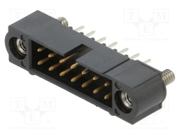 7+7 Pos. Male DIL Vertical Throughboard Conn. Jackscrews