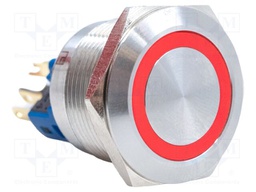 Switch: vandal resistant; SPST-NO + SPST-NC; 2A/48VDC; IP65; red