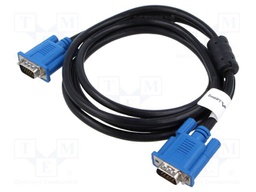 Cable; D-Sub 15pin male,both sides; black; 1.8m; blue; 30AWG