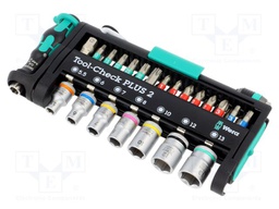 Kit: socket bits; hex key,slot,Torx®,Torx® with protection