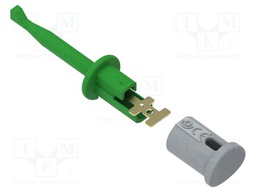 Clip-on probe; hook type; 6A; 60VDC; green; Contacts: brass; 30VAC