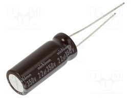 Capacitor: electrolytic; THT; 22uF; 350VDC; Ø10x25mm; ±20%; 12000h