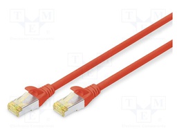 Patch cord; S/FTP; 6a; stranded; Cu; LSZH; red; 0.25m; 26AWG