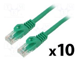 Patch cord; U/UTP; 5e; stranded; CCA; PVC; green; 1.5m; 26AWG