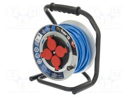 Extension lead; reel; Sockets: 4; PUR; blue; 3x1,5mm2; 20m; 16A
