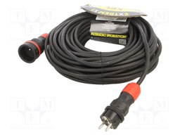 Extension lead; Sockets: 1; rubber; black; 3x1,5mm2; 25m; 16A