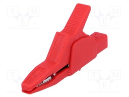 Crocodile clip; 34A; red; Grip capac: max.30mm; Socket size: 4mm