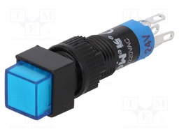 Switch: push-button; Pos: 2; SPDT; 0.5A/250VAC; 1A/24VDC; blue; blue