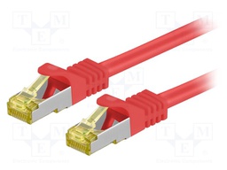 Patch cord; S/FTP; 6a; stranded; Cu; LSZH; red; 0.5m; 26AWG