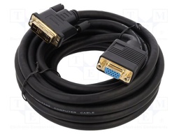 Cable; DVI-A (12+5) plug,VGA female; single link; Len: 5m; black