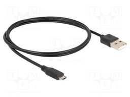Cable; USB 2.0; USB A plug,USB B micro plug; 1.5m; black