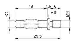 Plug; 4mm banana; 50A; 0.8mΩ; nickel plated; Contacts: CuZn; 25.5mm