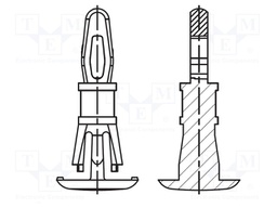 Assembly stud; polyamide 66; L: 6.4mm; latch/latch; UL94V-0