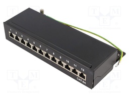Patch panel; RJ45; Cat: 6a; Colour: black; IDC; surface-mounted