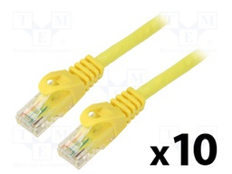 Patch cord; U/UTP; 5e; stranded; CCA; PVC; yellow; 2m; 26AWG; Cores: 8