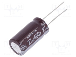 Capacitor: electrolytic; THT; 27uF; 400VDC; Ø12.5x25mm; Pitch: 5mm