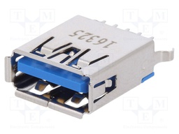 Socket; USB A; on PCBs; THT; PIN: 9; straight; USB 3.0; gold-plated
