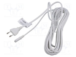 Cable; CEE 7/16 (C) plug,IEC C7 female; 7.5m; white; 2.5A; 230V