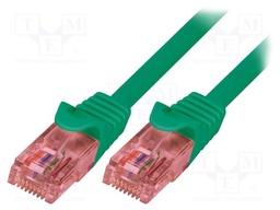 Patch cord; U/UTP; 6; stranded; Cu; LSZH; green; 5m; 26AWG