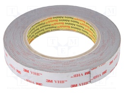 Tape: fixing; W: 19mm; L: 5m; Thk: 1.1mm; acrylic; grey
