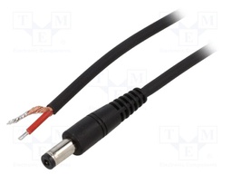 Cable; wires,DC 5,5/2,1 plug; straight; 1mm2; black; 1.5m