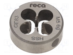 Threading die; high speed steel; M5; 0.8; Ø: 20mm; Thk: 7mm