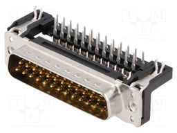 D-Sub; PIN: 25; socket; male; PCB snap-in; angled 90°; THT; M3