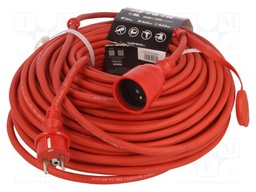 Extension lead; Sockets: 1; rubber; red; 50m; 16A; PROFESSIONAL